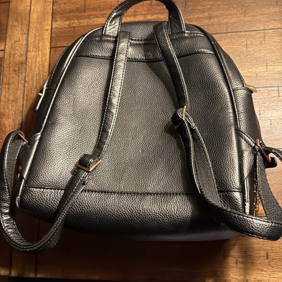 Michael Kors Rhea Black Leather and Gold Pyramid Stud Backpack - Picture 5 of 7